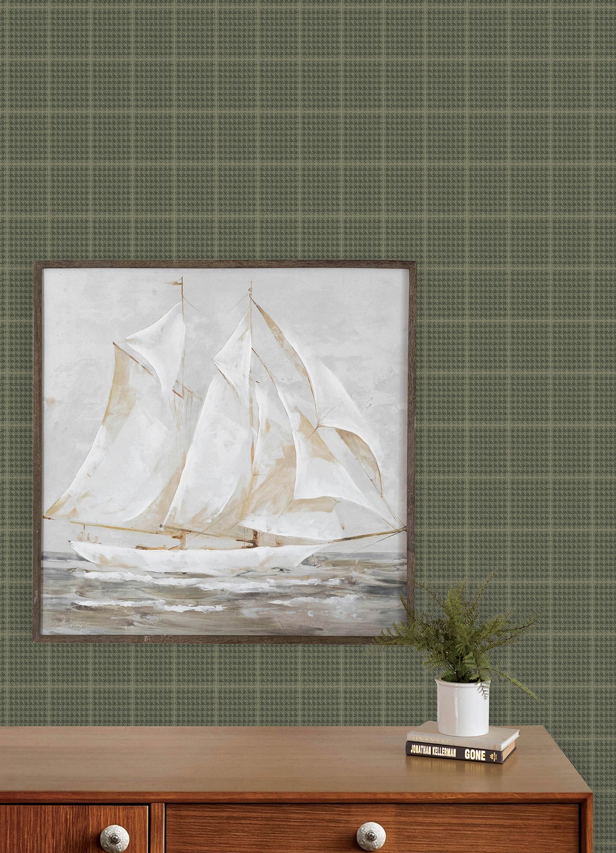 Chesapeake 4192-83415 Prescott Dark Green Glen Check Wallpap
