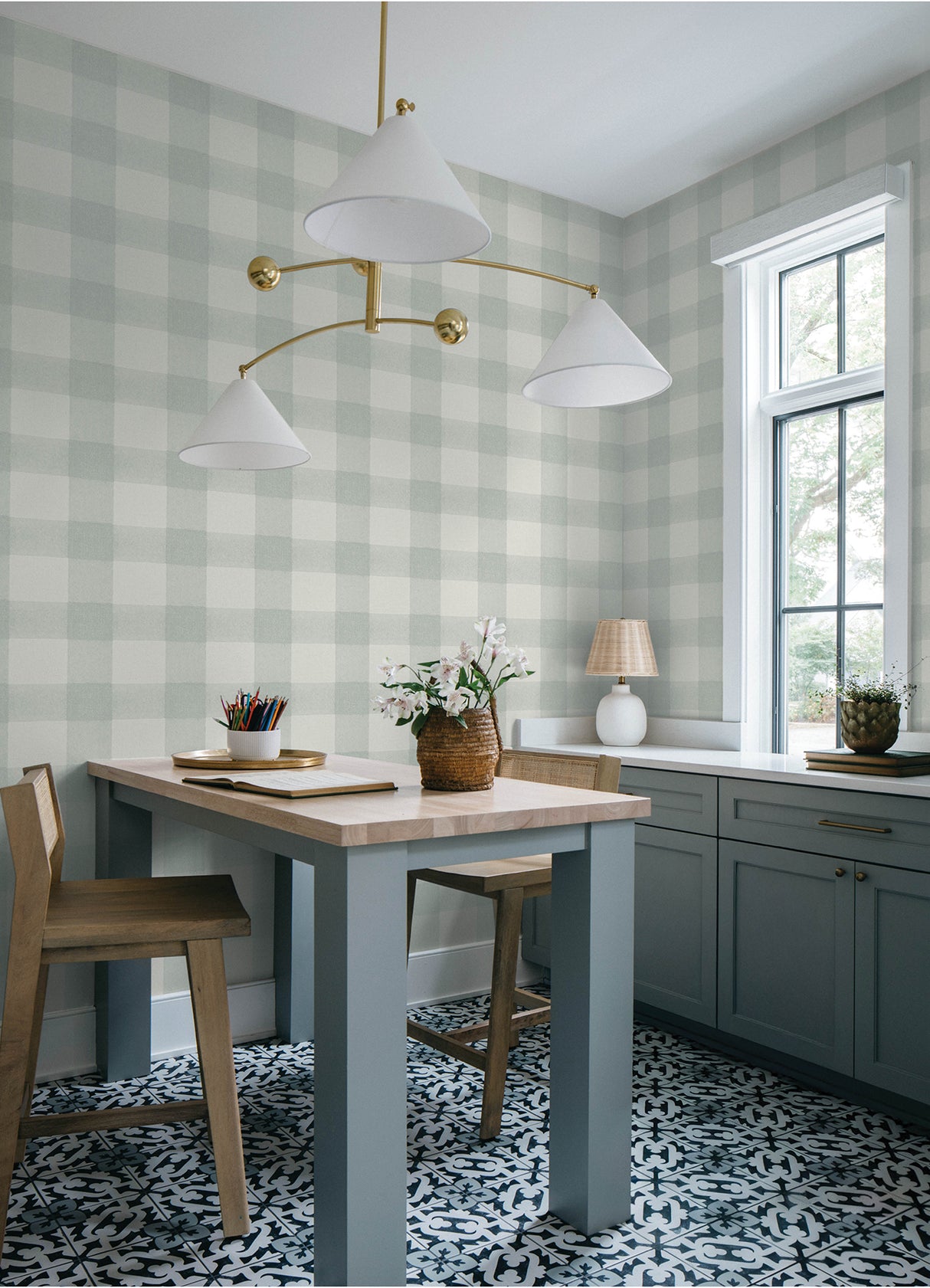 Chesapeake 4192-83419 Thorpe Aqua Plaid Wallpaper