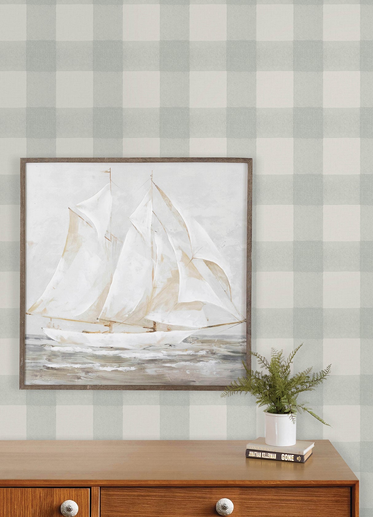 Chesapeake 4192-83419 Thorpe Aqua Plaid Wallpaper