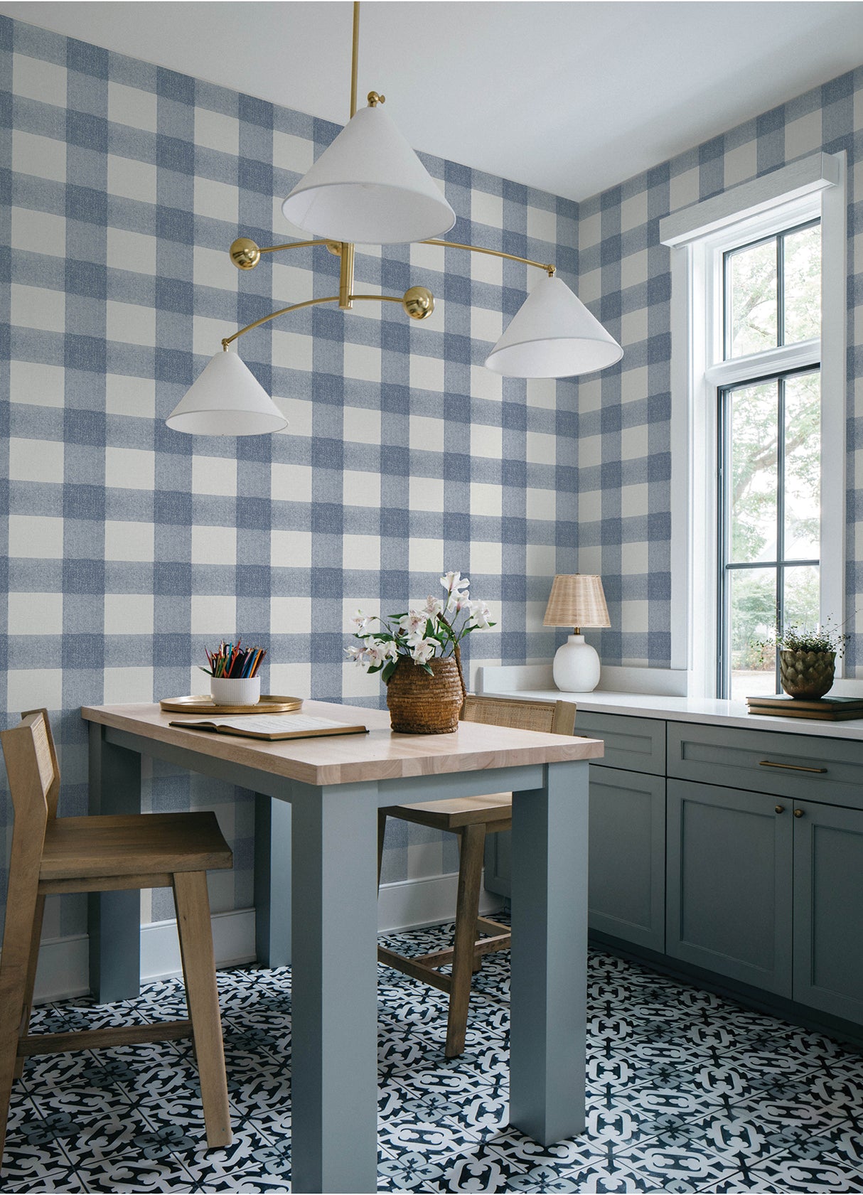 Chesapeake 4192-83420 Thorpe Blue Plaid Wallpaper