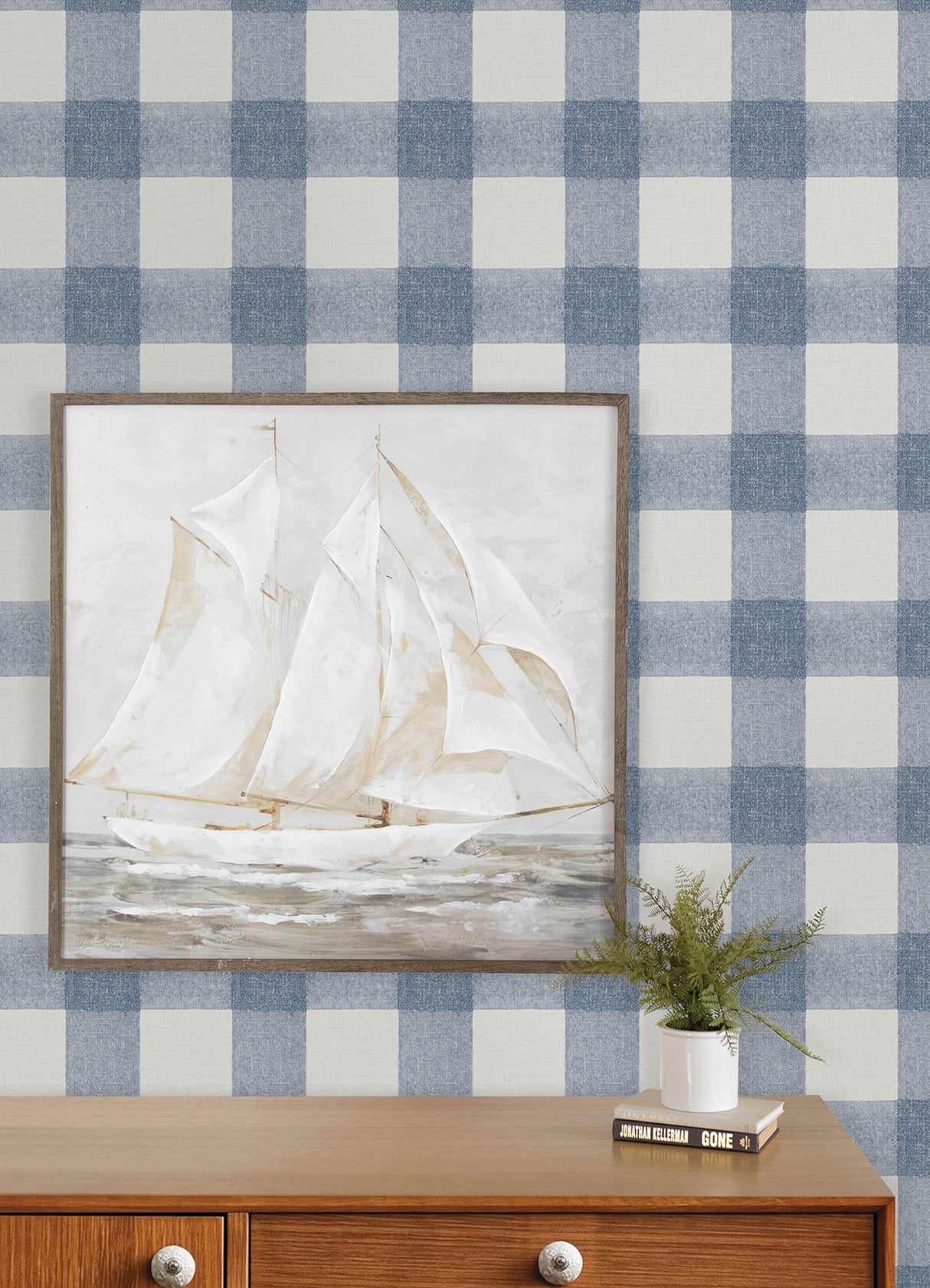Chesapeake 4192-83420 Thorpe Blue Plaid Wallpaper