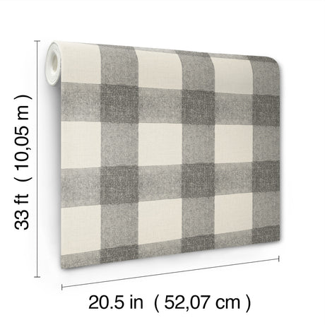 Chesapeake 4192-83421 Thorpe Charcoal Plaid Wallpaper