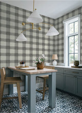 Chesapeake 4192-83421 Thorpe Charcoal Plaid Wallpaper