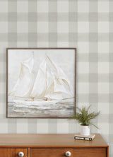 Chesapeake 4192-83422 Thorpe Light Grey Plaid Wallpaper