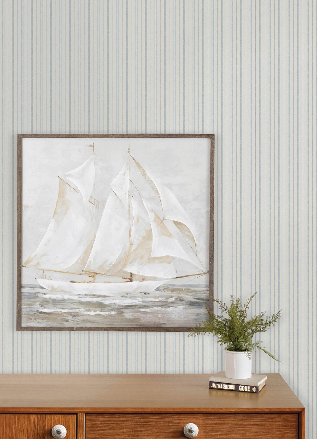 Chesapeake 4192-83426 Harville Light Blue Double Stripe Wall