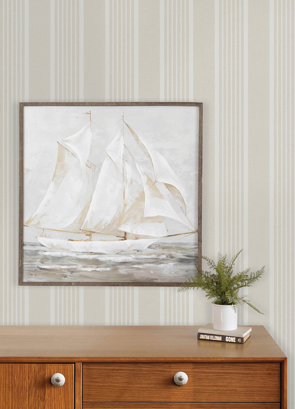 Chesapeake 4192-83433 Bingley Beige Embellished Stripe Wallp