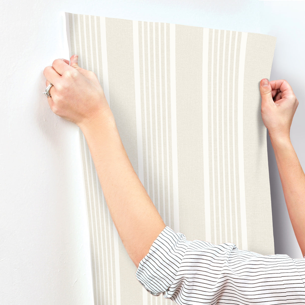 Chesapeake 4192-83433 Bingley Beige Embellished Stripe Wallp