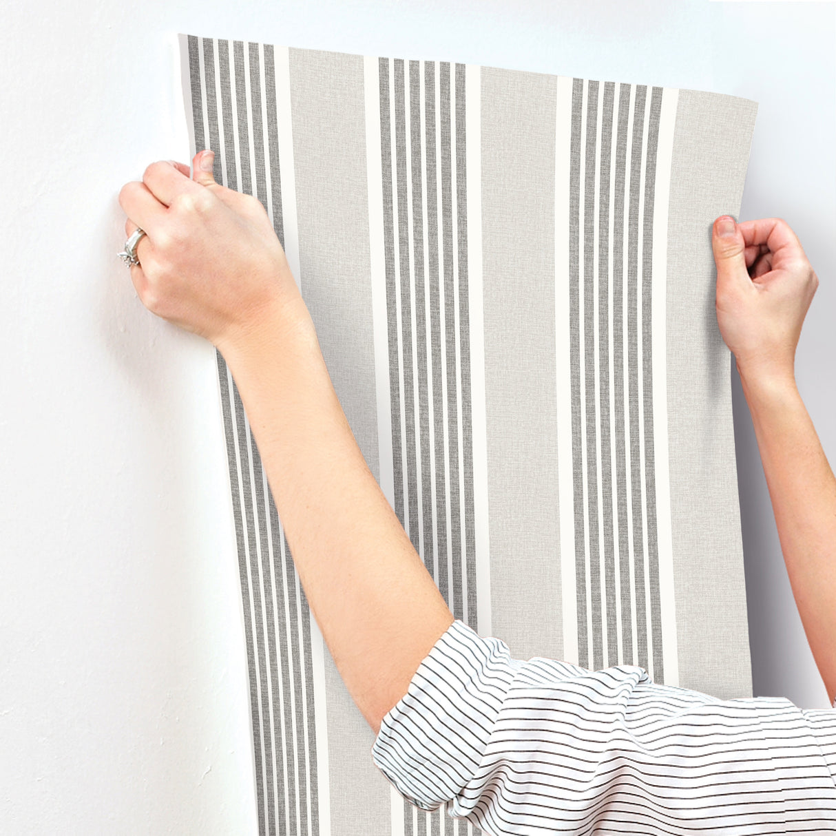 Chesapeake 4192-83435 Bingley Charcoal Embellished Stripe Wa