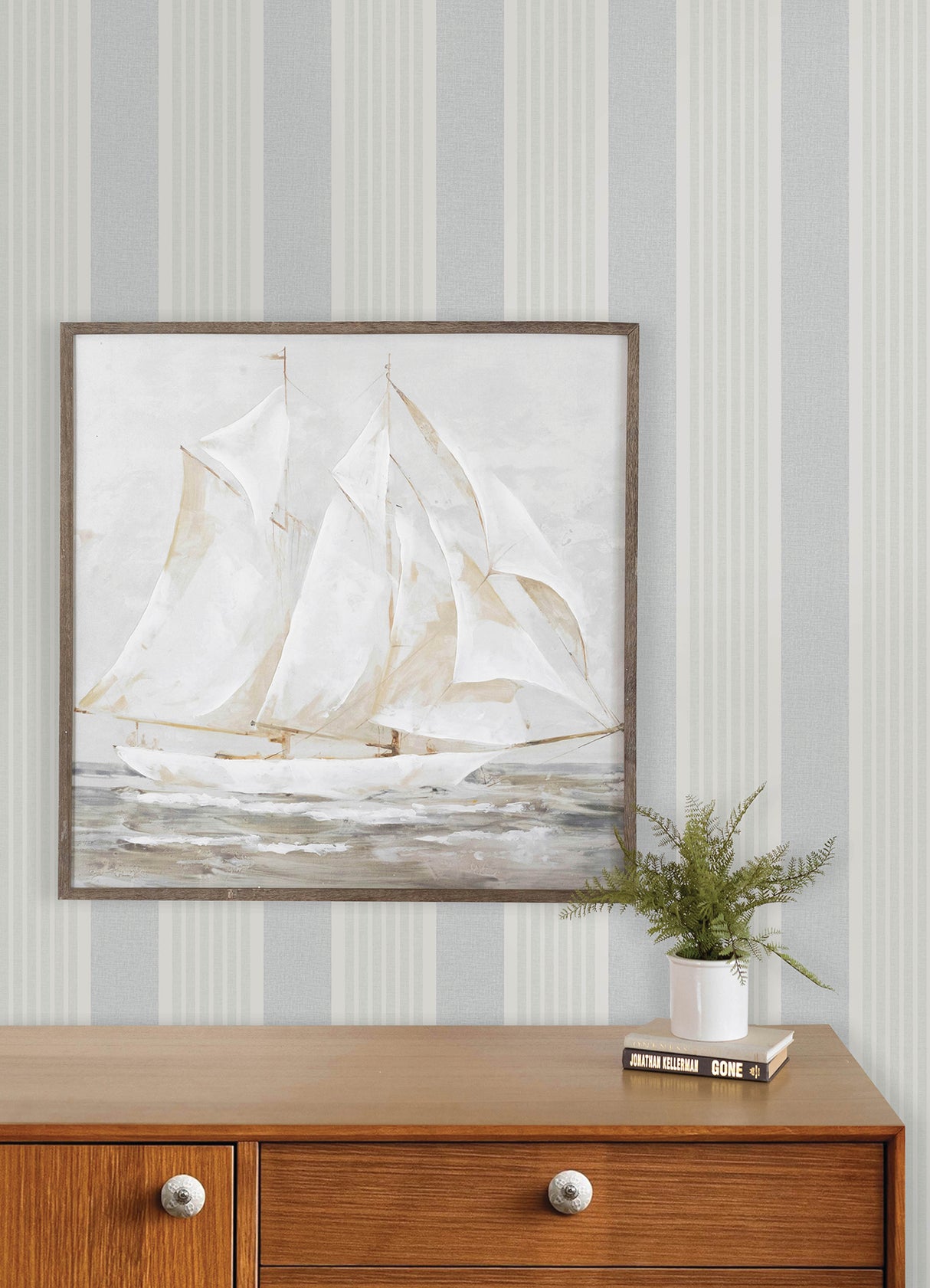 Chesapeake 4192-83436 Bingley Light Blue Embellished Stripe 