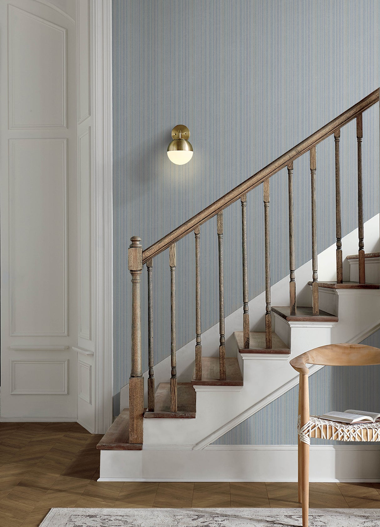 Chesapeake 4192-83447 Stokes Blue Chevron Stripe Wallpaper