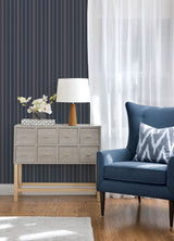 Chesapeake 4192-83450 Lascelle Navy Modern Pinstripe Wallpap