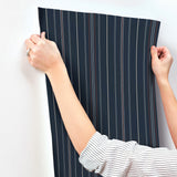 Chesapeake 4192-83450 Lascelle Navy Modern Pinstripe Wallpap
