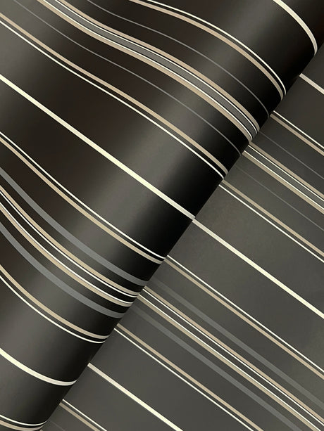 Chesapeake 4192-83453 Lascelle Black Modern Pinstripe Wallpa