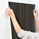 Chesapeake 4192-83453 Lascelle Black Modern Pinstripe Wallpa