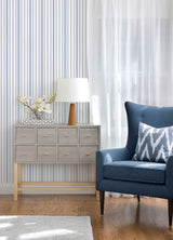 Chesapeake 4192-83454 Lascelle Blue Modern Pinstripe Wallpap