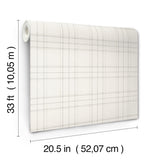 Chesapeake 4192-83455 Fox Hollow Ivory Dashed Plaid Wallpape