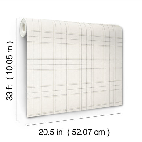 Chesapeake 4192-83455 Fox Hollow Ivory Dashed Plaid Wallpape
