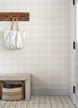 Chesapeake 4192-83455 Fox Hollow Ivory Dashed Plaid Wallpape