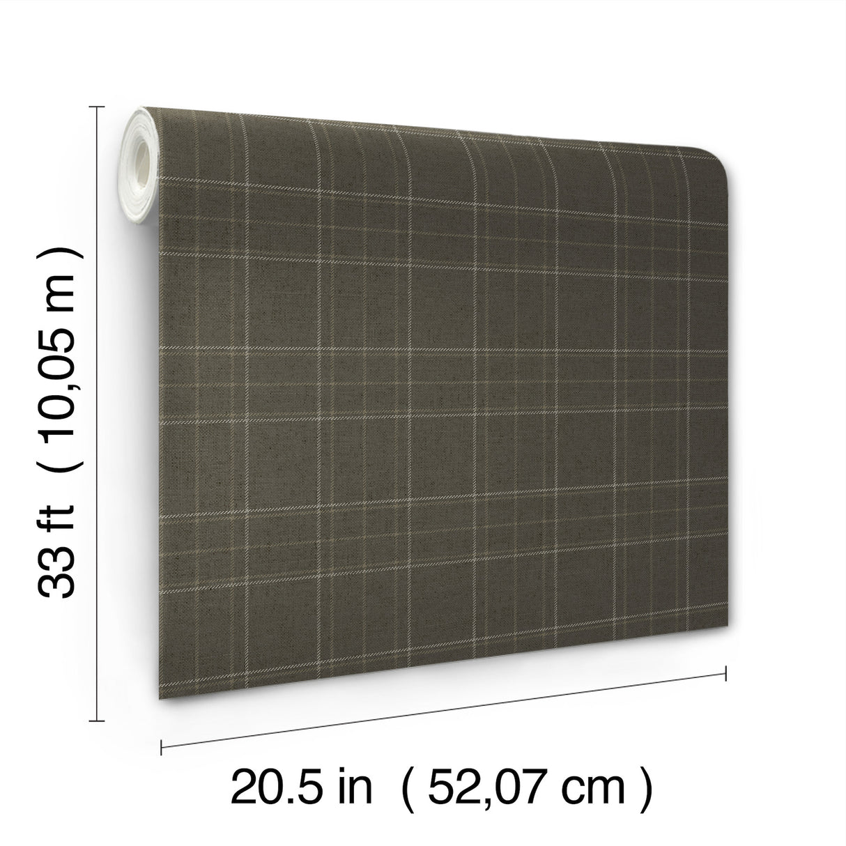 Chesapeake 4192-83457 Fox Hollow Charcoal Dashed Plaid Wallp