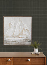 Chesapeake 4192-83457 Fox Hollow Charcoal Dashed Plaid Wallp