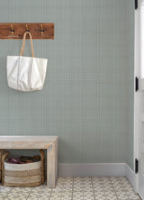 Chesapeake 4192-83459 Fox Hollow Turquoise Dashed Plaid Wall