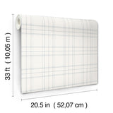Chesapeake 4192-83460 Fox Hollow White Dashed Plaid Wallpape