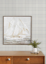 Chesapeake 4192-83460 Fox Hollow White Dashed Plaid Wallpape