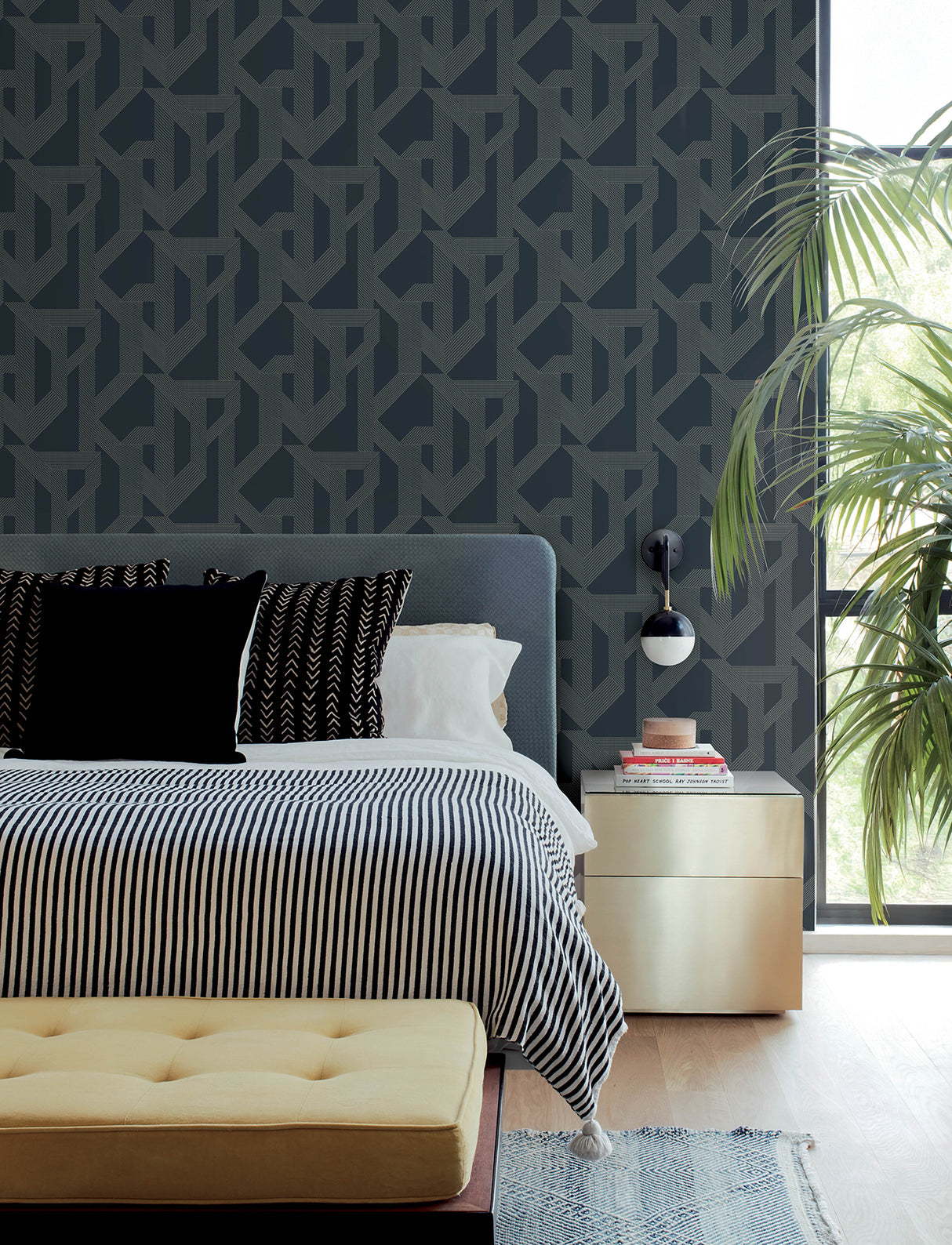 A-Street Prints 4198-27802 Franz Navy Geometric Wallpaper