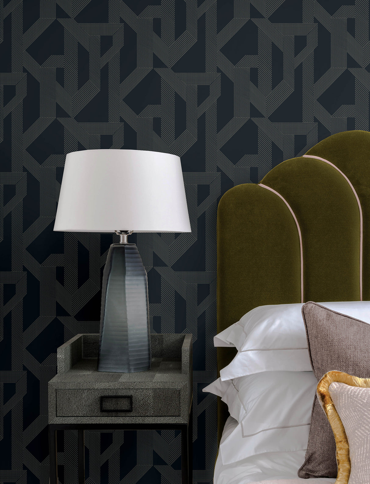 A-Street Prints 4198-27802 Franz Navy Geometric Wallpaper