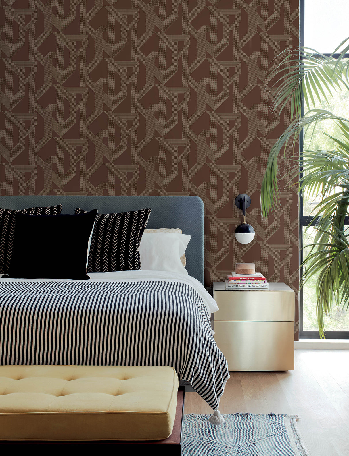 A-Street Prints 4198-27804 Franz Maroon Geometric Wallpaper