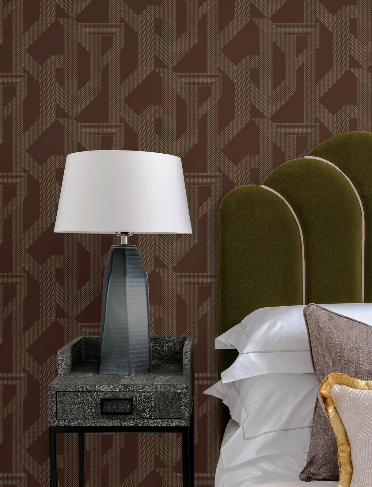 A-Street Prints 4198-27804 Franz Maroon Geometric Wallpaper