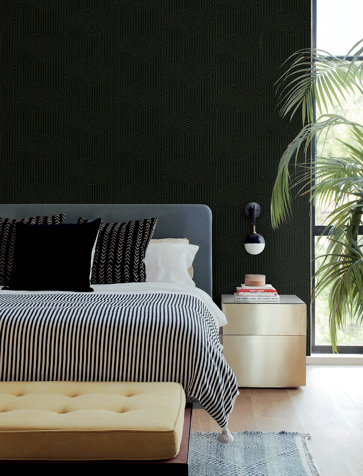A-Street Prints 4198-27808 Braddock Black Rhythmic Flow Wall