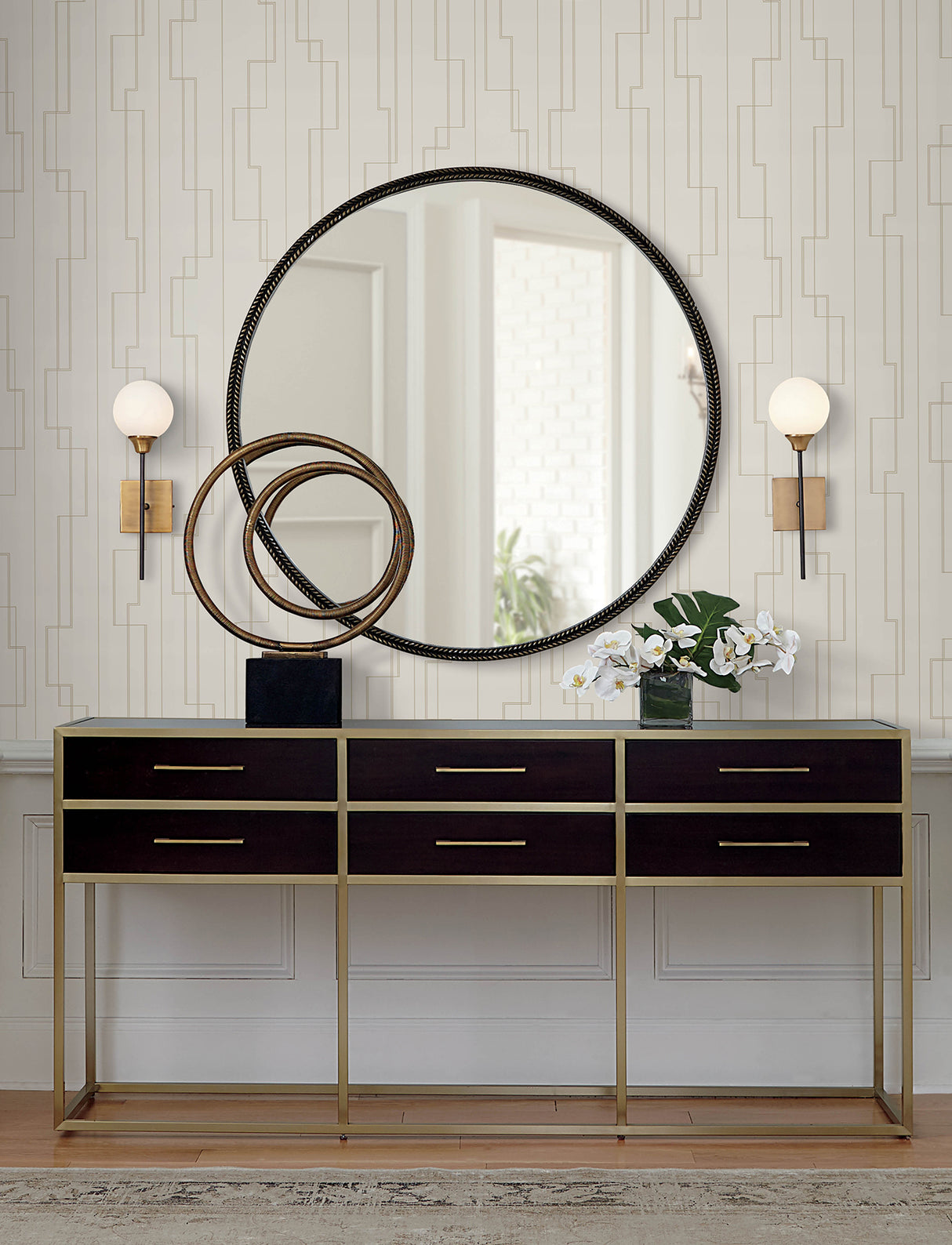 A-Street Prints 4198-27810 Anson Ivory Deco Detailing Wallpa