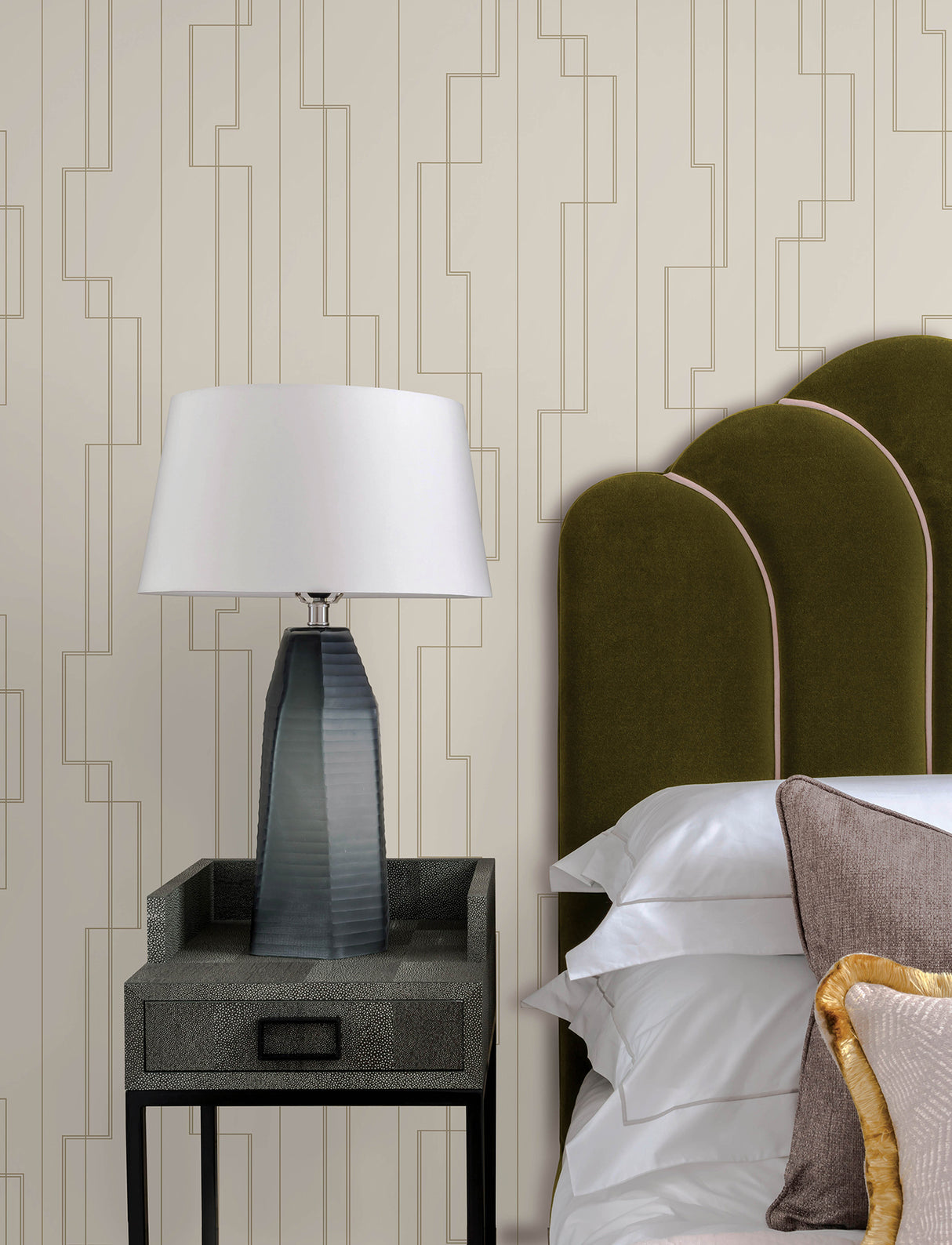 A-Street Prints 4198-27810 Anson Ivory Deco Detailing Wallpa