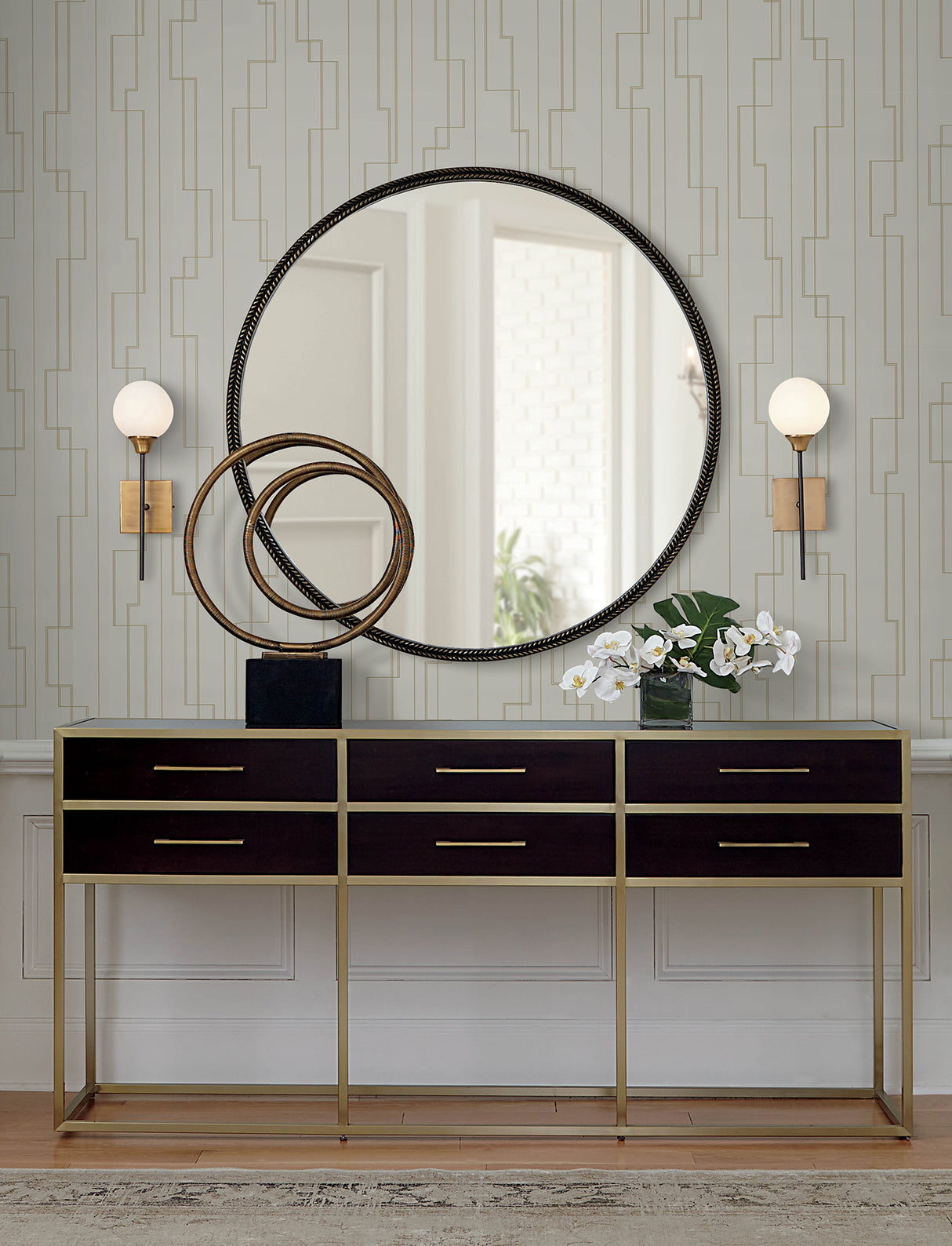 A-Street Prints 4198-27812 Anson Taupe Deco Detailing Wallpa