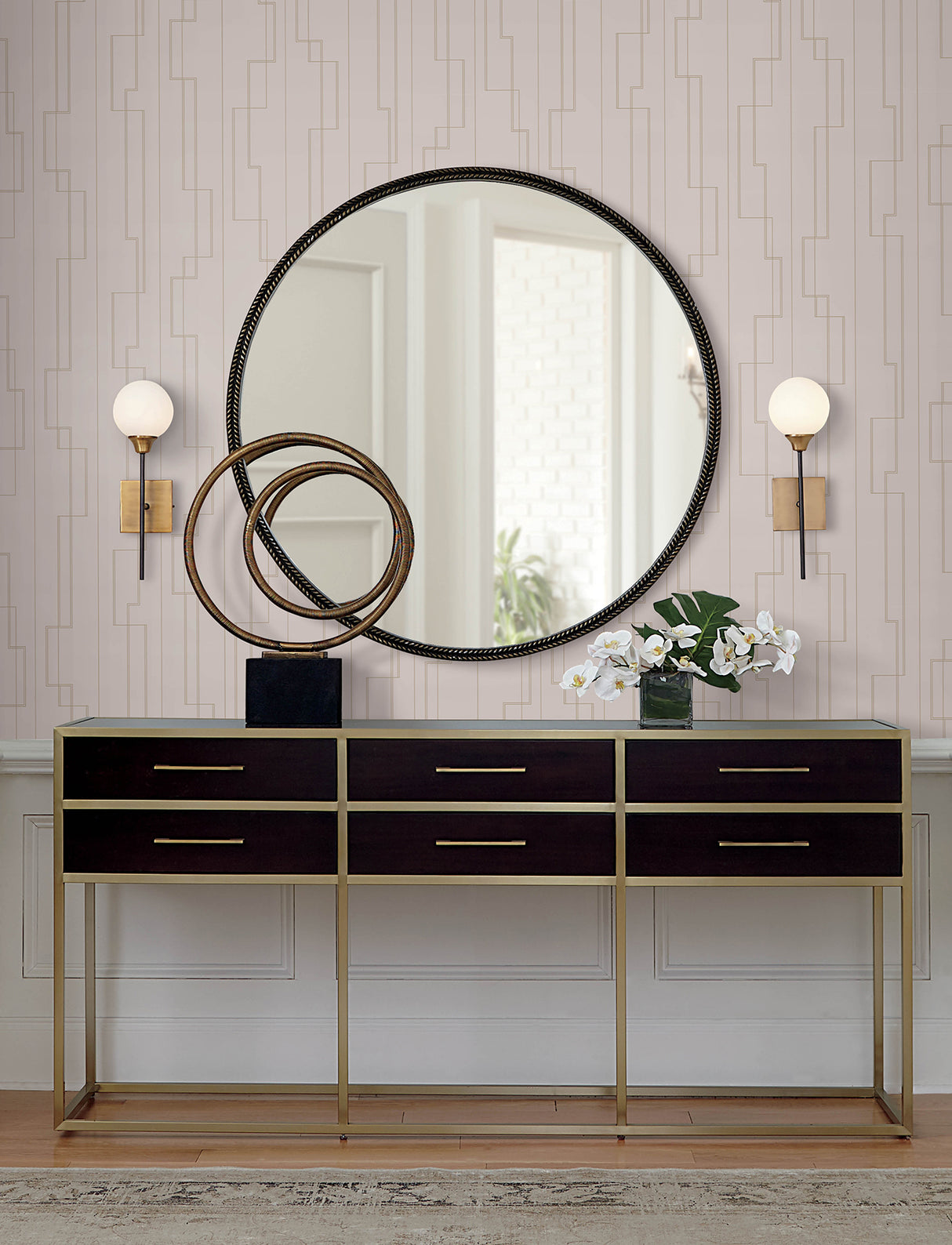 A-Street Prints 4198-27813 Anson Blush Deco Detailing Wallpa