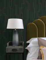 A-Street Prints 4198-27814 Anson Evergreen Deco Detailing Wa