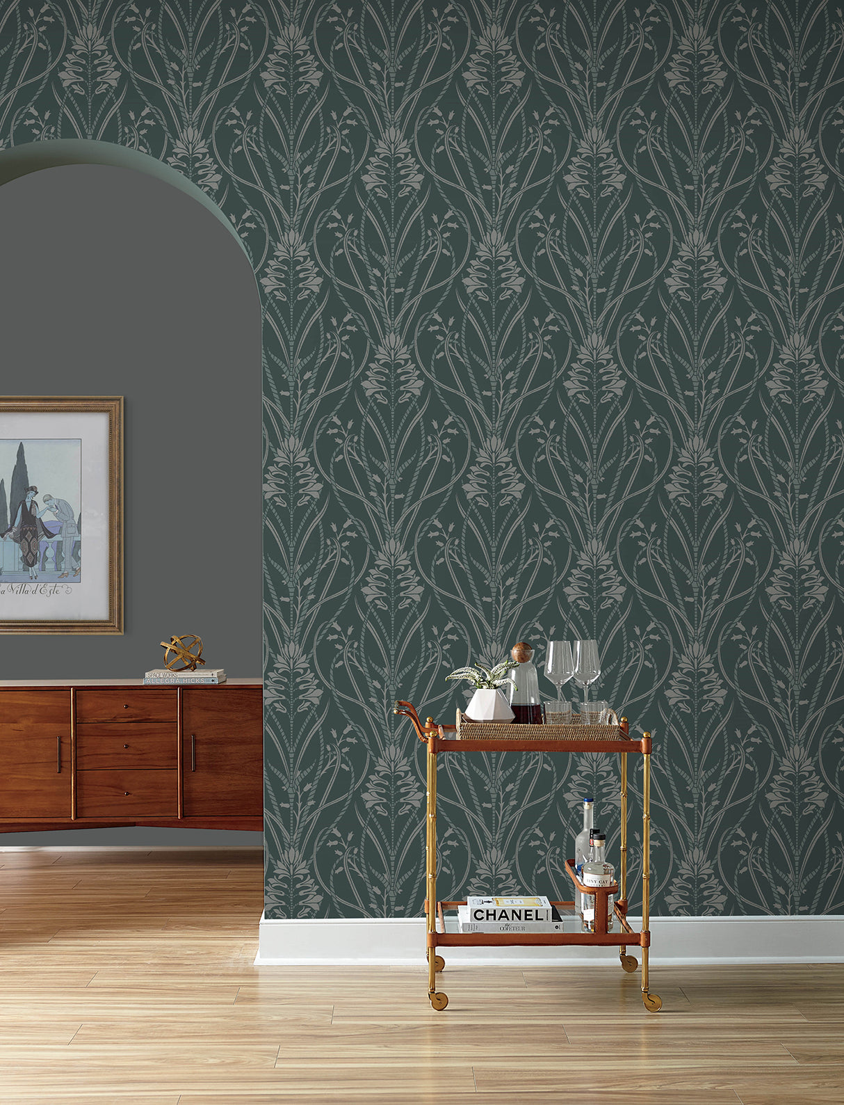 A-Street Prints 4198-27820 Rosalind Teal Iris Damask Wallpap
