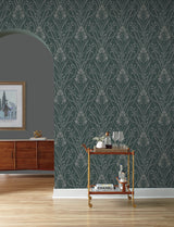 A-Street Prints 4198-27820 Rosalind Teal Iris Damask Wallpap