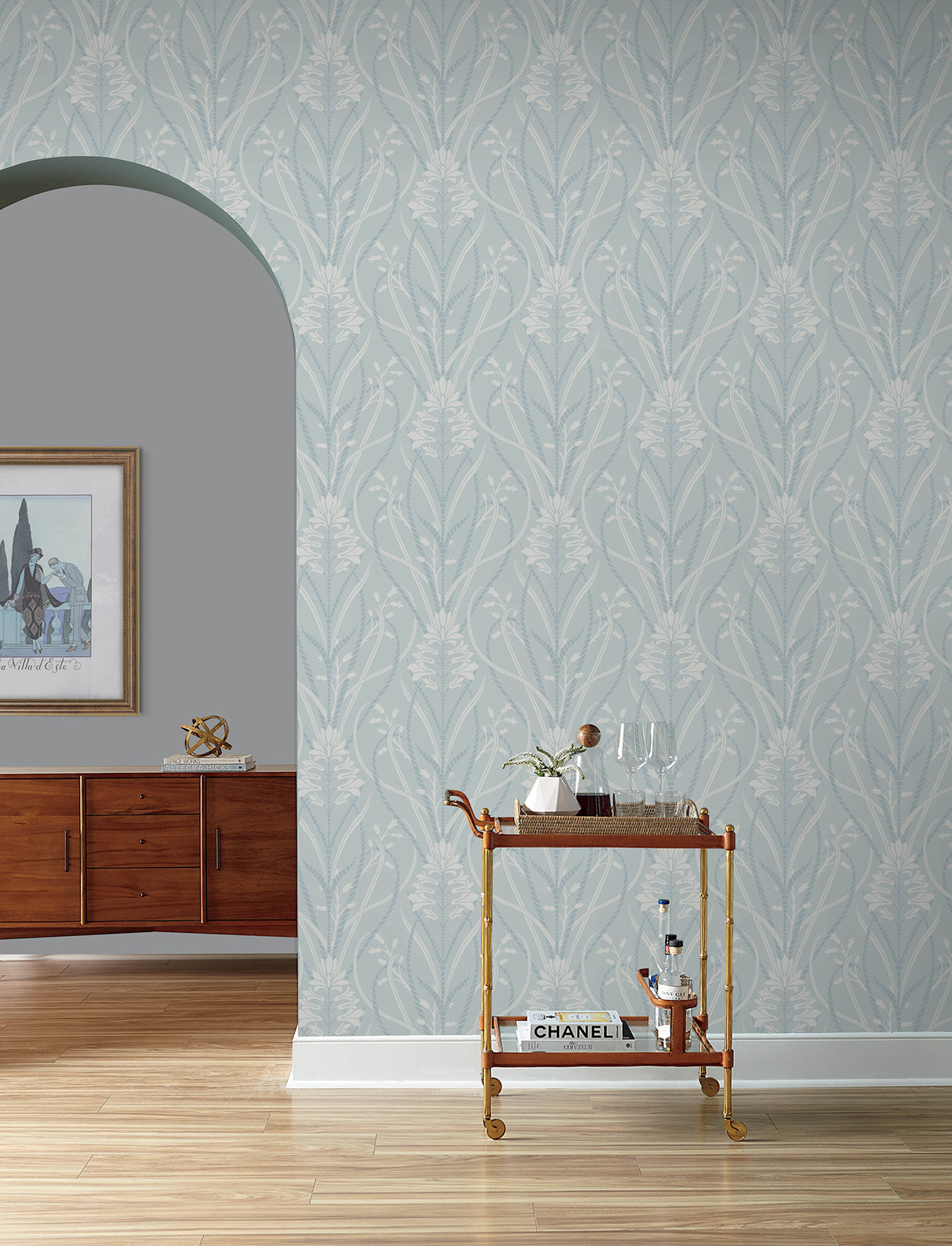 A-Street Prints 4198-27821 Rosalind Sky Blue Iris Damask Wal