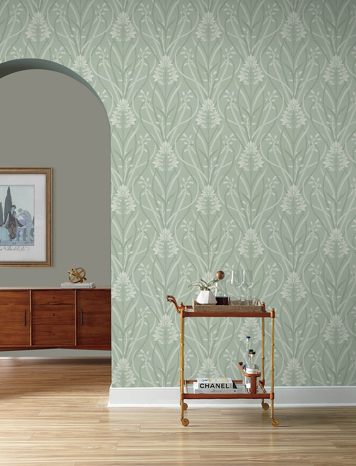 A-Street Prints 4198-27822 Rosalind Sage Iris Damask Wallpap