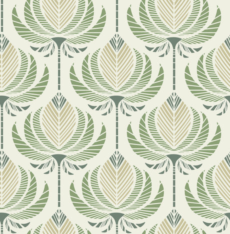 A-Street Prints 4198-27830 Ferrenby Green Floral Fan Wallpap