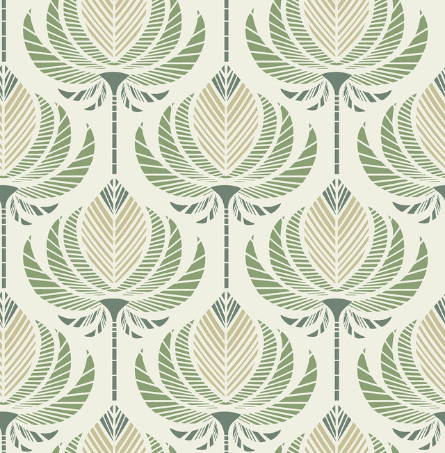 A-Street Prints 4198-27830 Ferrenby Green Floral Fan Wallpap