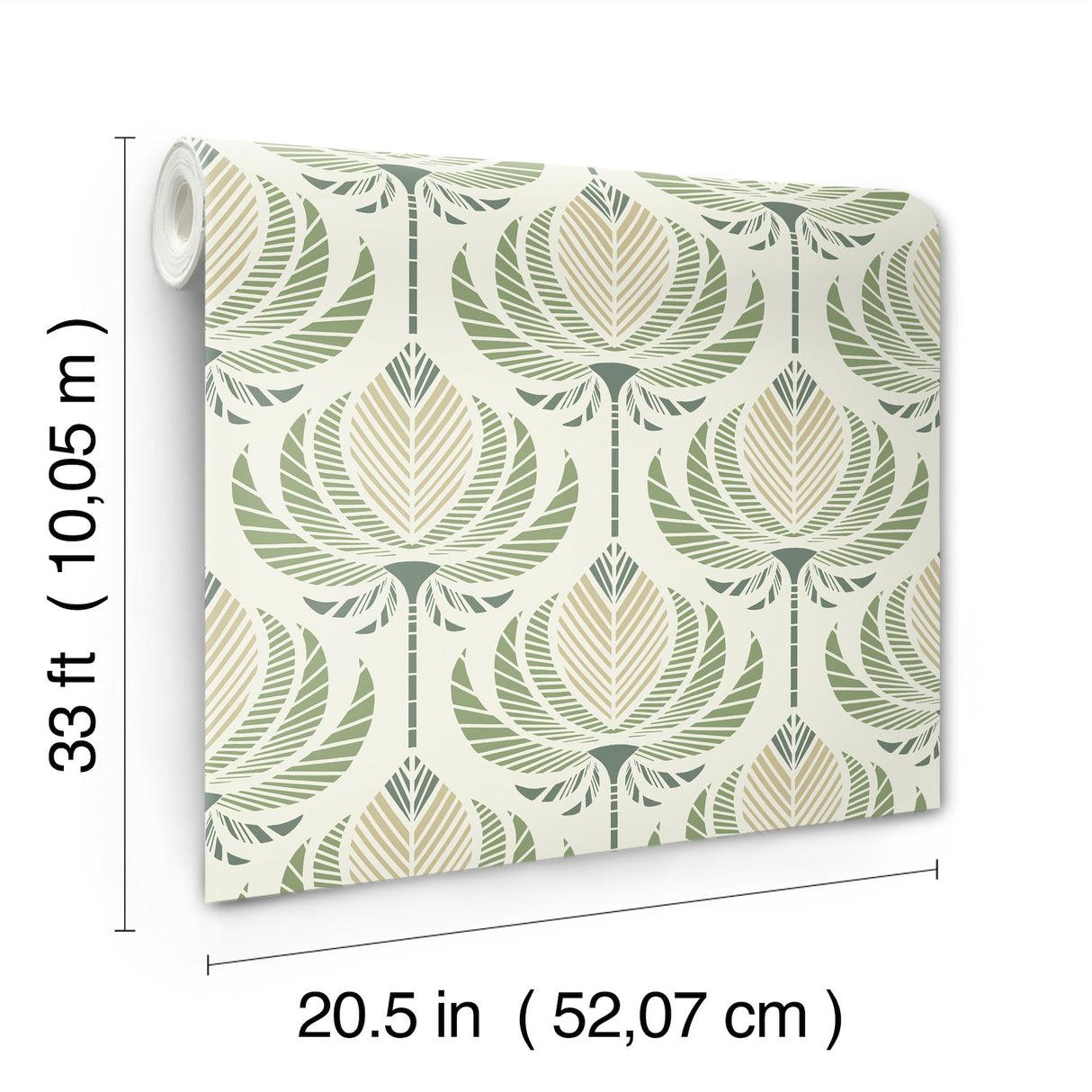 A-Street Prints 4198-27830 Ferrenby Green Floral Fan Wallpap