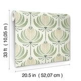 A-Street Prints 4198-27830 Ferrenby Green Floral Fan Wallpap