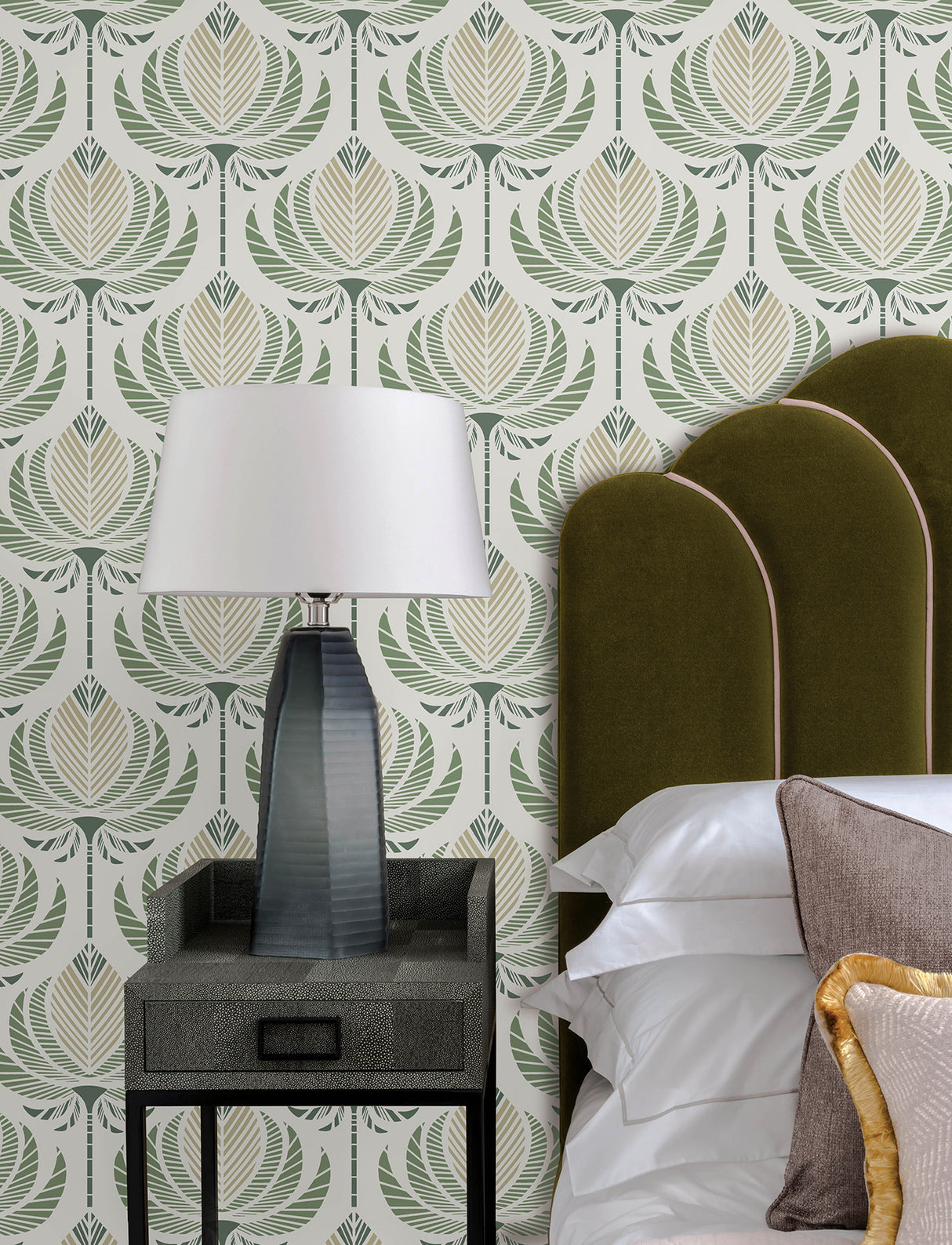 A-Street Prints 4198-27830 Ferrenby Green Floral Fan Wallpap