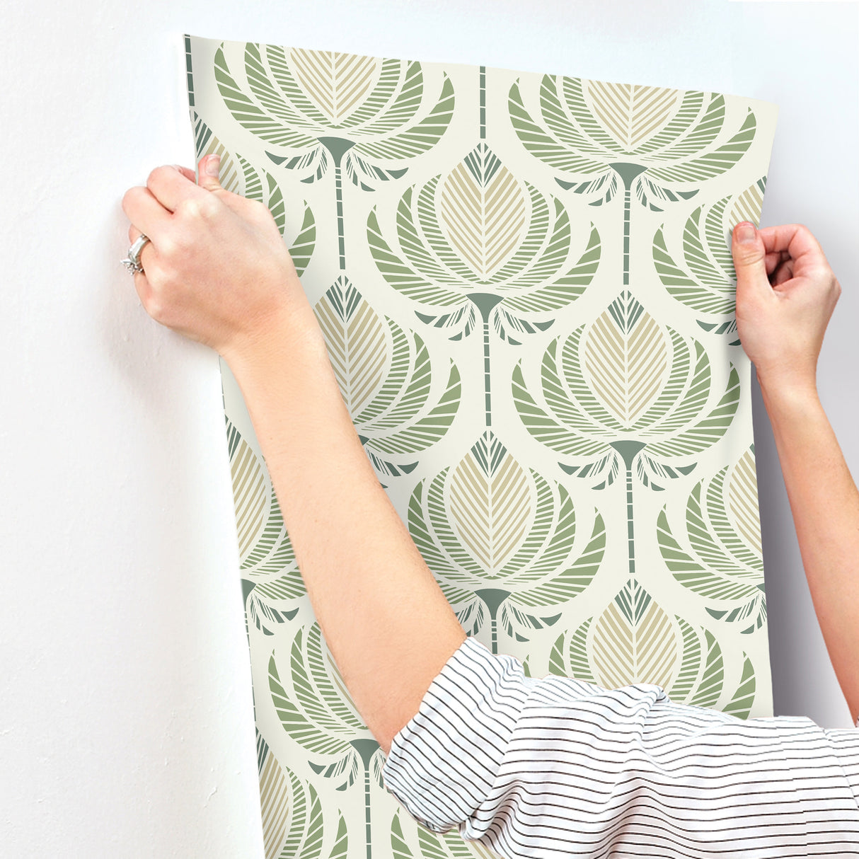 A-Street Prints 4198-27830 Ferrenby Green Floral Fan Wallpap