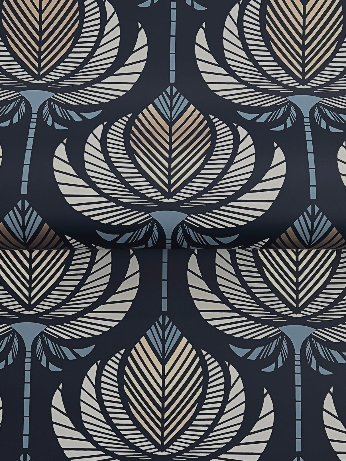 A-Street Prints 4198-27831 Ferrenby Dark Blue Floral Fan Wal