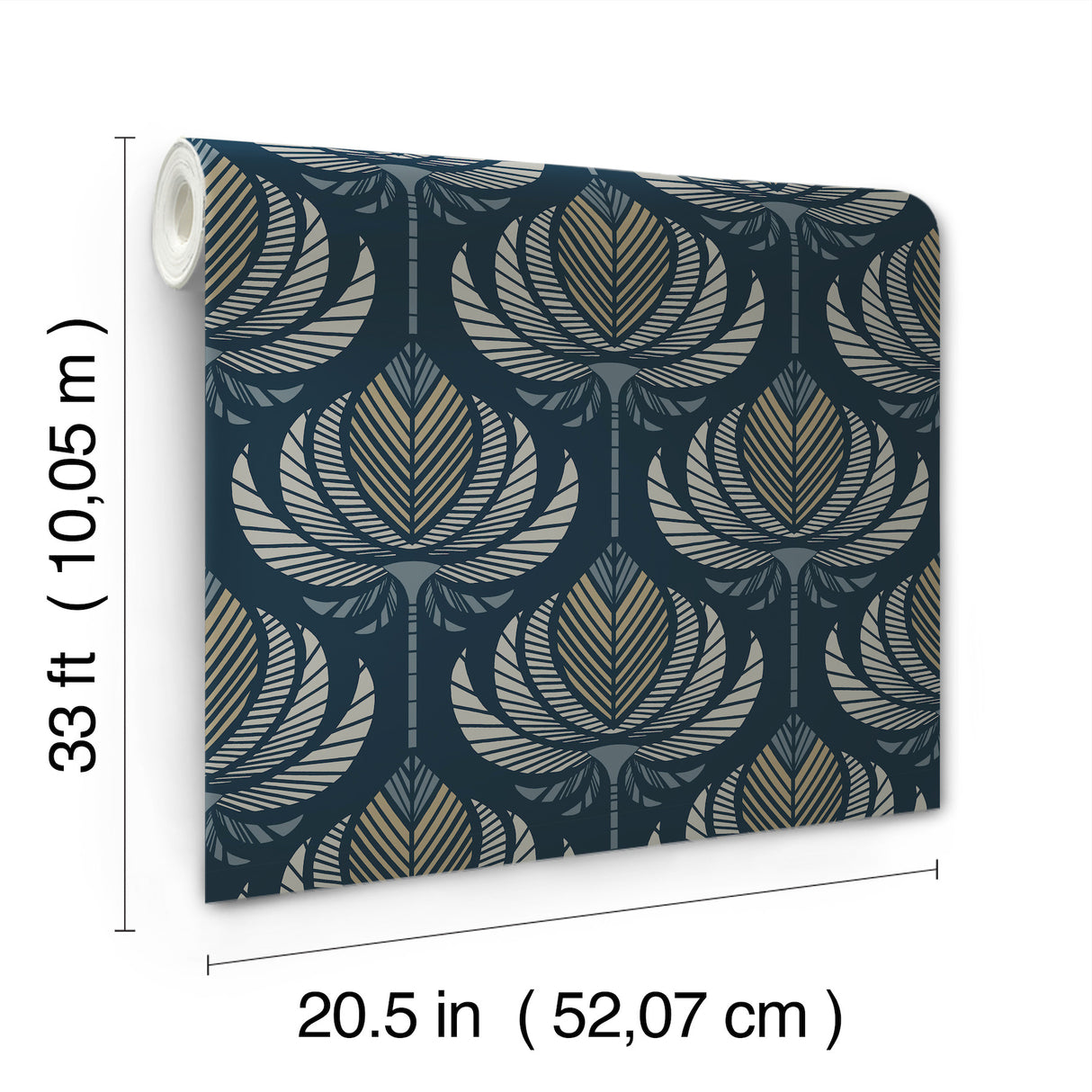 A-Street Prints 4198-27831 Ferrenby Dark Blue Floral Fan Wal