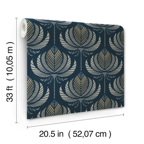 A-Street Prints 4198-27831 Ferrenby Dark Blue Floral Fan Wal